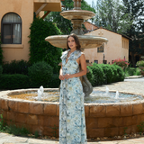 MARKOVA FRILL SHOULDER MAXI BL83D0103 - Blue/Silver Print