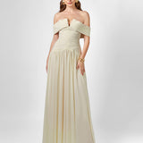 KEECIA OFF SHOULDER CHIFFON GOWN B77D74L