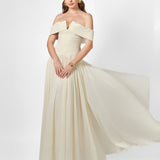 KEECIA OFF SHOULDER CHIFFON GOWN B77D74L