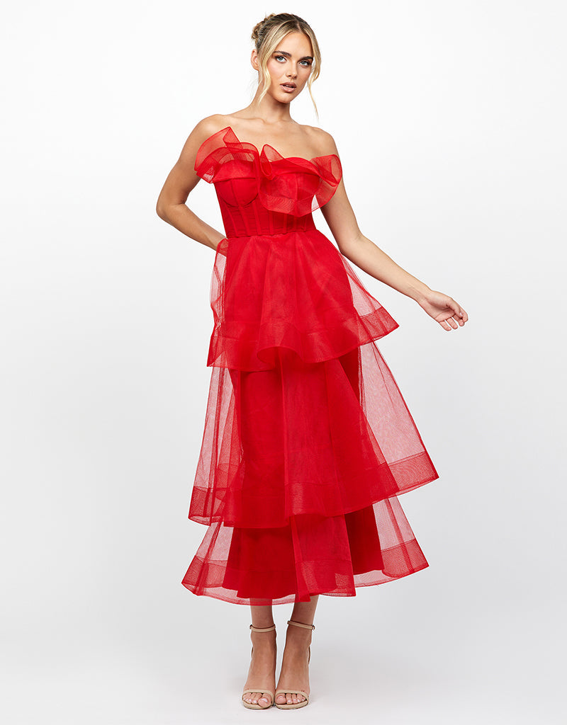 MAE TIERED RUFFLE MIDI B77D73S